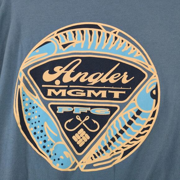 Columbia PFG Angler Mgmt Blue T-Shirt Mens XL Performance Fishing Gear Short Slv - Picture 3 of 10